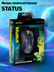 Мышь оптическая Perfeo "STATUS", 6 кнопок, USB, чёрная, GAME DESIGN, 4 цвета подсветка