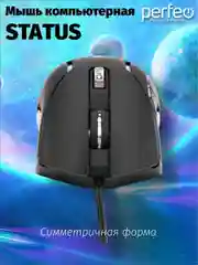 Мышь оптическая Perfeo "STATUS", 6 кнопок, USB, чёрная, GAME DESIGN, 4 цвета подсветка