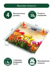 Разноцветный весы напольные электронные со встроенным термометром MARTA MT-1678 тюльпаны