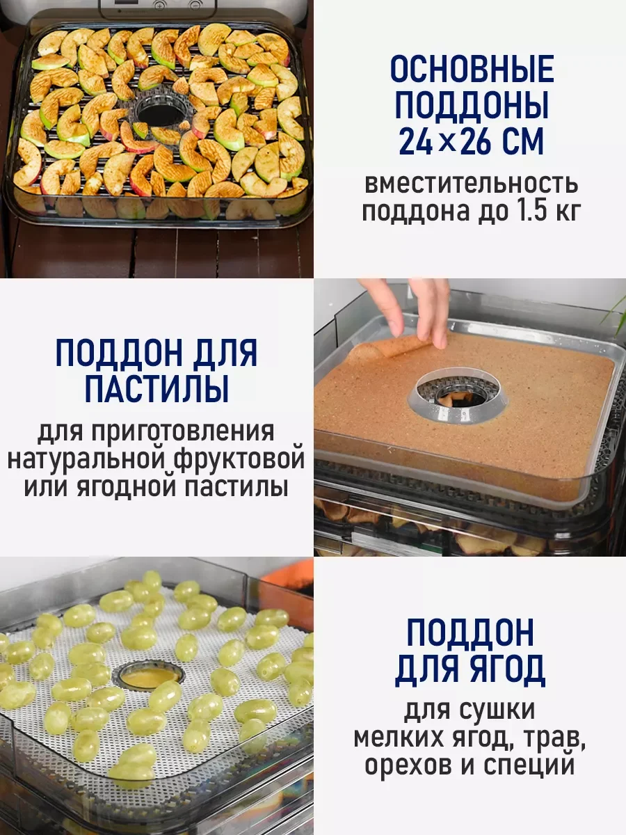 Черный электросушилка STINGRAY ST-FD720A 6 поддонов:4 обычных,1 для ягод,1 для пастилы черная