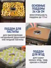 Черный электросушилка STINGRAY ST-FD720A 6 поддонов:4 обычных,1 для ягод,1 для пастилы черная