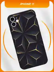 Золотой силиконовый чехол на iPhone 11 / Айфон 11 черный, с принтом, защита камеры