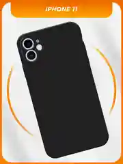 Черный силиконовый чехол на iPhone 11 / Айфон 11 черный, с принтом, защита камеры