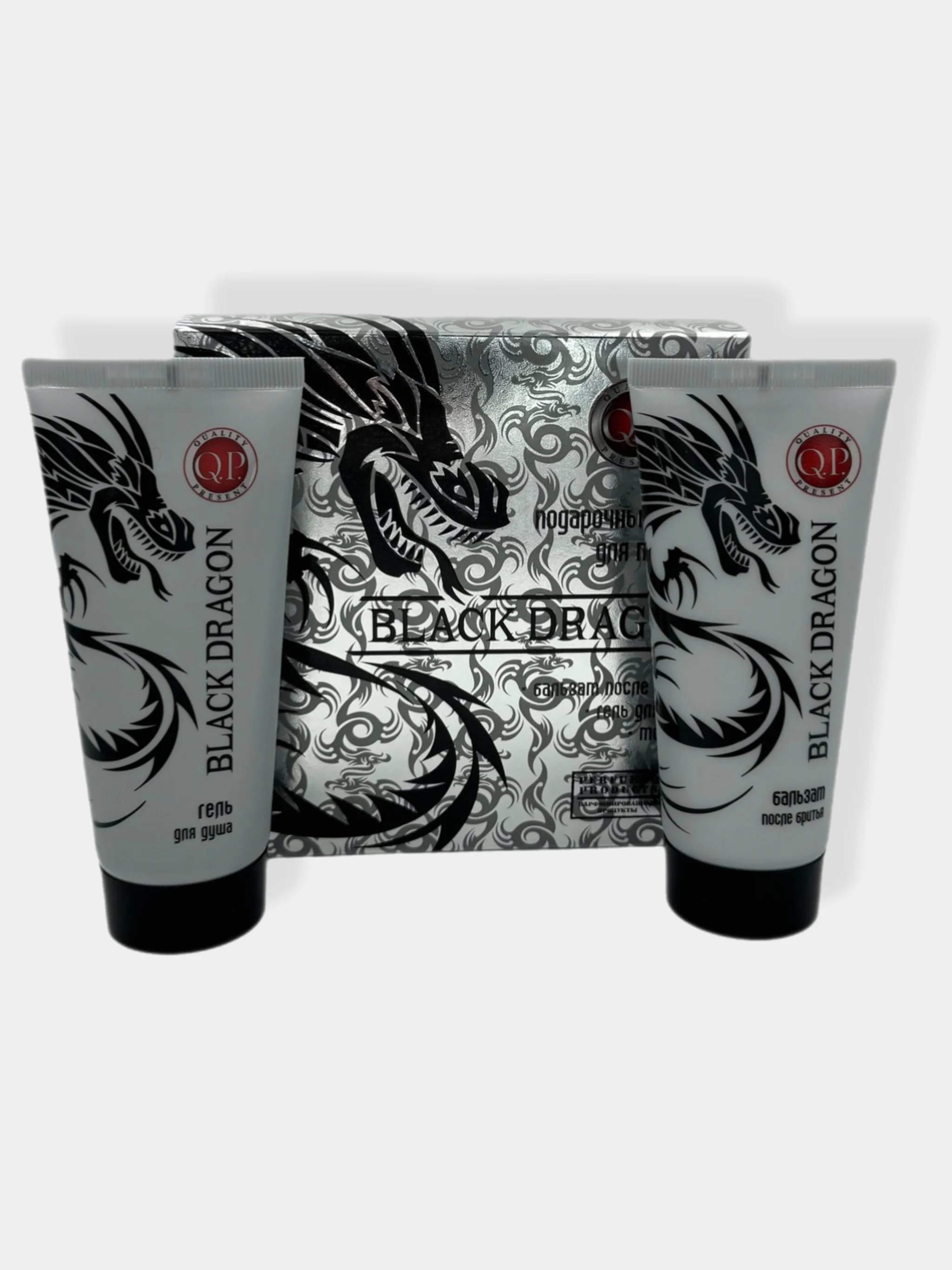 Подарочный набор для мужчин Black DRAGON/Гель для душа/Бальзам после бритья/Мочалка