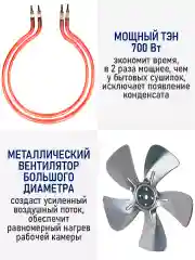 Серебряный профессиональная электросушилка  STINGRAY ST-FD709A 6 поддонов черный