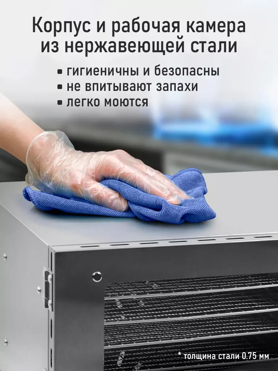 Серебряный профессиональная электросушилка  STINGRAY ST-FD709A 6 поддонов черный