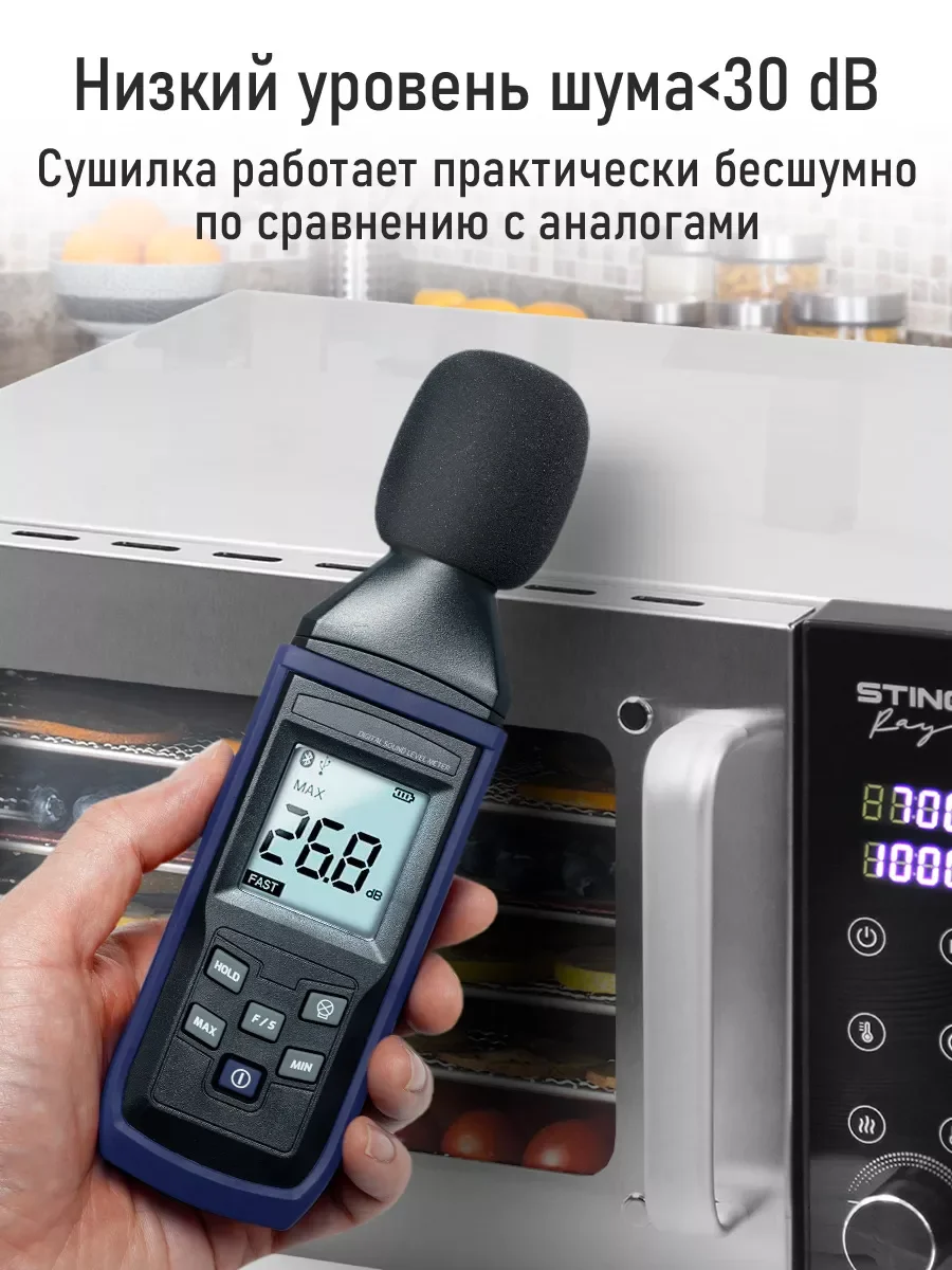 Серебряный профессиональная электросушилка  STINGRAY ST-FD709A 6 поддонов черный