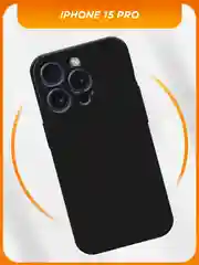 Черный силиконовый чехол на iPhone 15 Pro / Айфон 15 Про черный, с принтом, защита камеры