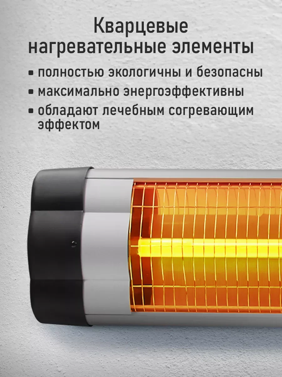 Черный инфракрасный обогреватель OBSIDIAN BS-IH2100A настенный с пультом ДУ и таймером/ 3500Вт