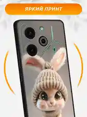 Бежевый чехол на Tecno Pova 6 Pro 5G / Текно Пова 6 Про 5G черный, с принтом, защита камеры