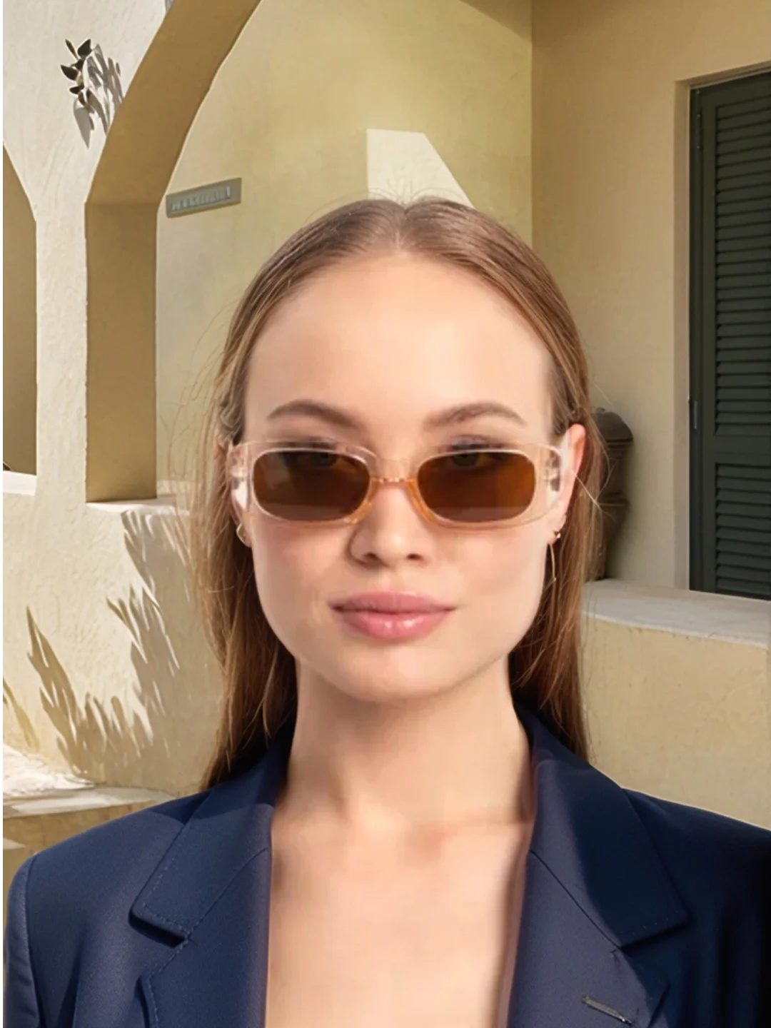 Хаки прямоугольные солнцезащитные очки