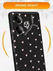 Розовый силиконовый чехол на Tecno Pova 6 / Текно Пова 6 черный, с принтом, защита камеры
