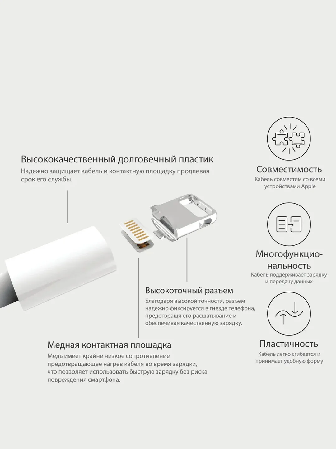 Белый кабель lightning-USB для зарядки и передачи данных, для iPhone, iPad, AirPods