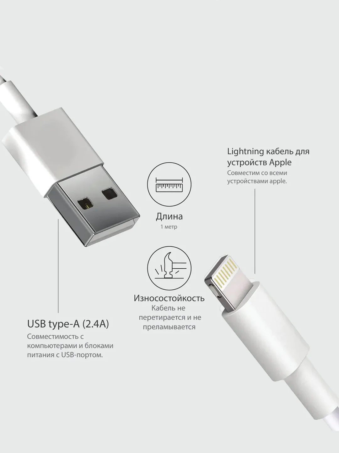 Белый кабель lightning-USB для зарядки и передачи данных, для iPhone, iPad, AirPods