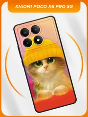 Силиконовый чехол на Poco X6 PRO 5G / Поко X6 Про 5G черный, с принтом, защита камеры