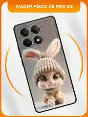 Бежевый силиконовый чехол на Poco X6 PRO 5G / Поко X6 Про 5G черный, с принтом, защита камеры