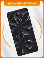 Золотой силиконовый чехол на Poco X6 PRO 5G / Поко X6 Про 5G черный, с принтом, защита камеры