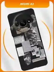 Тёмно-серый чехол на Xiaomi Redmi A3/A3x/Poco C61 / Редми A3/A3x/Поко C61 черный, с принтом