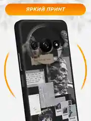 Тёмно-серый чехол на Xiaomi Redmi A3/A3x/Poco C61 / Редми A3/A3x/Поко C61 черный, с принтом