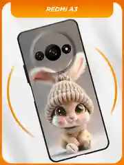 Бежевый чехол на Xiaomi Redmi A3/A3x/Poco C61 / Редми A3/A3x/Поко C61 черный, с принтом