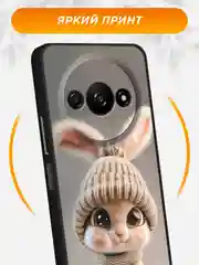 Бежевый чехол на Xiaomi Redmi A3/A3x/Poco C61 / Редми A3/A3x/Поко C61 черный, с принтом