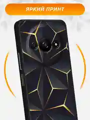 Золотой чехол на Xiaomi Redmi A3/A3x/Poco C61 / Редми A3/A3x/Поко C61 черный, с принтом