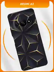 Золотой чехол на Xiaomi Redmi A3/A3x/Poco C61 / Редми A3/A3x/Поко C61 черный, с принтом