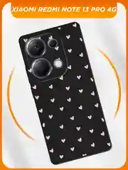 Розовый чехол на Xiaomi Redmi Note 13 Pro 4G/POCO M6 Pro 4G / Поко М6 Про 4G черный, с принтом