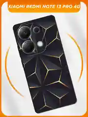 Золотой чехол на Xiaomi Redmi Note 13 Pro 4G/POCO M6 Pro 4G / Поко М6 Про 4G черный, с принтом