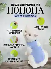 Голубой попона послеоперационная для кошек и собак, бандаж боди после стерилизации на липучке