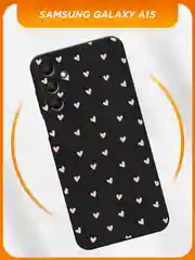 Розовый силиконовый чехол на Samsung Galaxy A15 / Самсунг А15 черный, с принтом, защита камеры