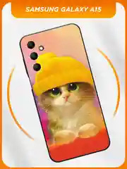 Желтый силиконовый чехол на Samsung Galaxy A15 / Самсунг А15 черный, с принтом, защита камеры