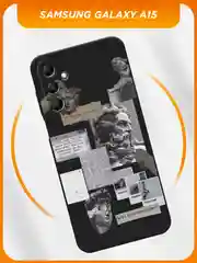 Тёмно-серый силиконовый чехол на Samsung Galaxy A15 / Самсунг А15 черный, с принтом, защита камеры