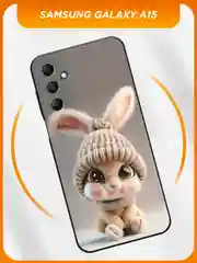 Бежевый силиконовый чехол на Samsung Galaxy A15 / Самсунг А15 черный, с принтом, защита камеры