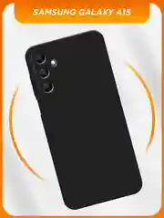 Черный силиконовый чехол на Samsung Galaxy A15 / Самсунг А15 черный, с принтом, защита камеры