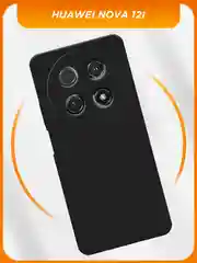 Черный силиконовый чехол на Huawei Nova 12i / Хуавей Нова 12i черный, с принтом, защита камеры