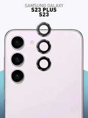 Cтекло на камеру для Samsung Galaxy S23/ Plus защитное ROSCO закаленное, накладки с рамкой