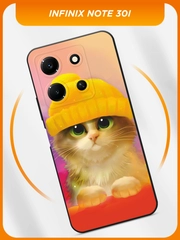 Силиконовый чехол на Infinix Note 30i / Инфиникс Нот 30i черный, с принтом, защита камеры