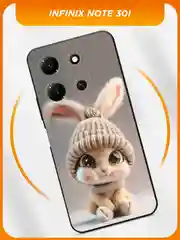 Бежевый силиконовый чехол на Infinix Note 30i / Инфиникс Нот 30i черный, с принтом, защита камеры