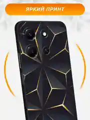 Золотой силиконовый чехол на Infinix Note 30i / Инфиникс Нот 30i черный, с принтом, защита камеры