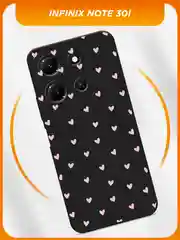 Розовый силиконовый чехол на Infinix Note 30i / Инфиникс Нот 30i черный, с принтом, защита камеры