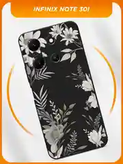 Кремовый силиконовый чехол на Infinix Note 30i / Инфиникс Нот 30i черный, с принтом, защита камеры