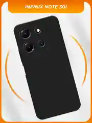 Черный силиконовый чехол на Infinix Note 30i / Инфиникс Нот 30i черный, с принтом, защита камеры