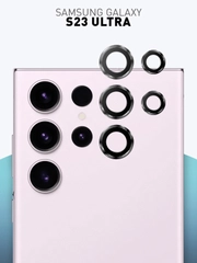 Cтекло на камеру для Samsung Galaxy S23 Ultra защитное ROSCO закаленное, накладки с рамкой