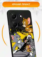 Серый силиконовый чехол на Infinix Note 30i / Инфиникс Нот 30i черный, с принтом, защита камеры