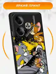 Серый силиконовый чехол на Tecno Pova 6 / Текно Пова 6 черный, с принтом, защита камеры