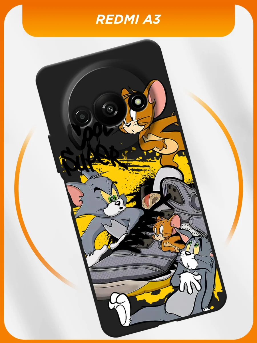 Серый чехол на Xiaomi Redmi A3/A3x/Poco C61 / Редми A3/A3x/Поко C61 черный, с принтом