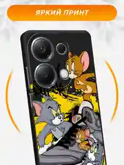 Серый чехол на Xiaomi Redmi Note 13 Pro 4G/POCO M6 Pro 4G / Поко М6 Про 4G черный, с принтом