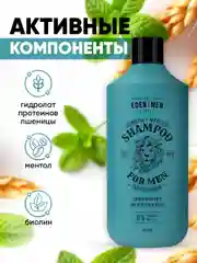 Шампунь мужской EDEN "For men", с протеинами пшеницы, восстанавливающий структуру волос, 250 мл