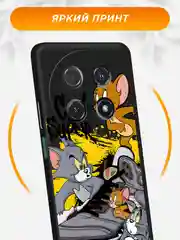 Серый силиконовый чехол на Huawei Nova 12i / Хуавей Нова 12i черный, с принтом, защита камеры